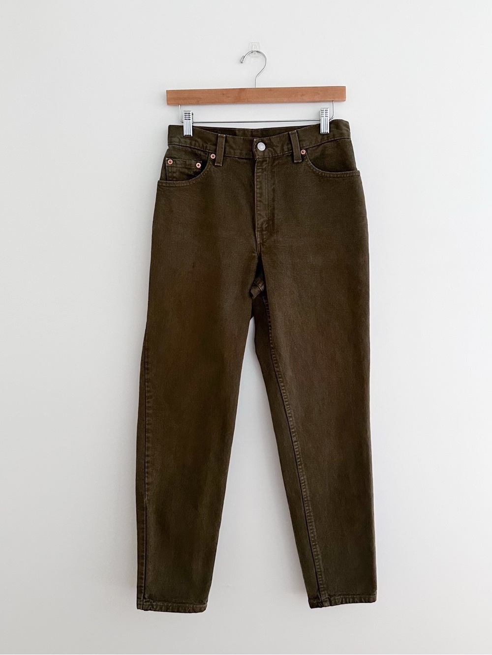 Vintage 90s Levi's 550 Jeans Olive Green USA Made Relaxed Fit High Rise 8 Reg